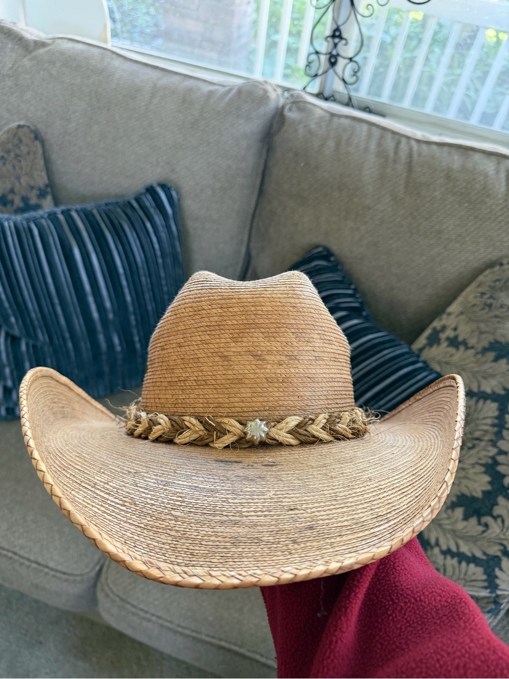 Braided Straw Cowboy Hat in Natural Tan